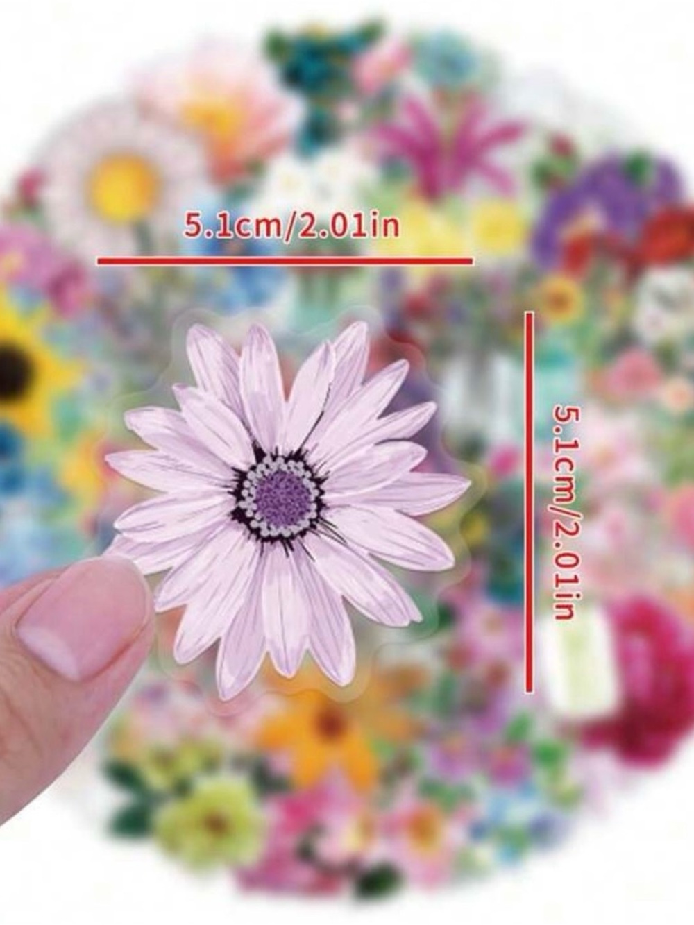 62 Bright Flower Stickers Large & Beautiful Garden Florals - Picture 2 of 8